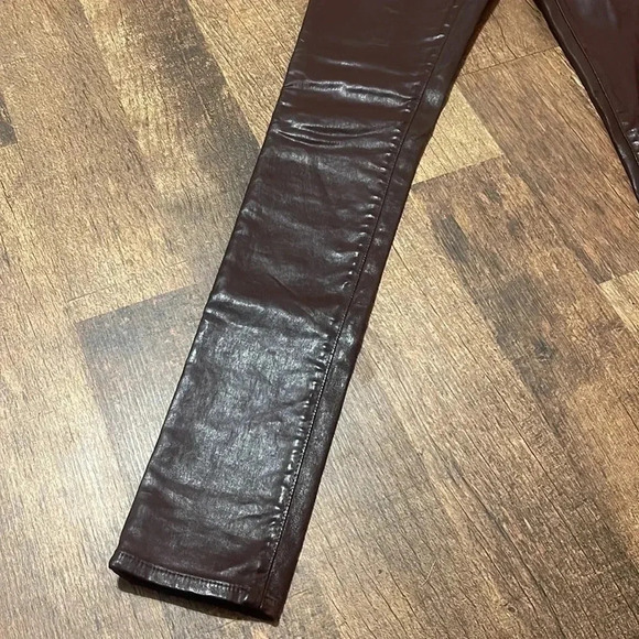 VINTAGE AG Adriano Goldschmied burgundy leather “the legging” super skinny - Picture 2 of 8